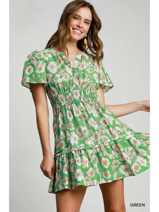 Umgee Dresses & Skirts - Umgee Floral Smocked Waist Mini Dress